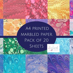 A4 marbled paper pack craft | 20 mixed printed designs | decorative patterns bundle scrapbooking, cardmaking, collage and other paper crafts