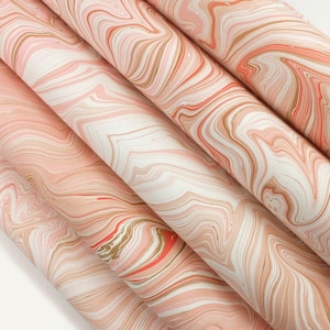 A2 marbled paper agate pink cream| Hand made genuine marbling | Unique decorative paper for bookbinding, card making, papercrafts, paper art