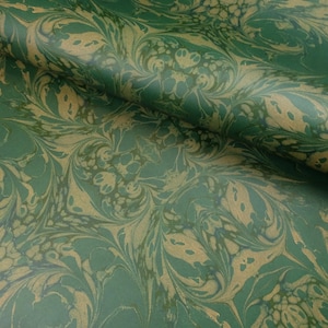70 x 50cm printed marbled paper gift wrap | Rococo green design wrapping paper sheets also suitable for papercrafts, bookbinding, box making