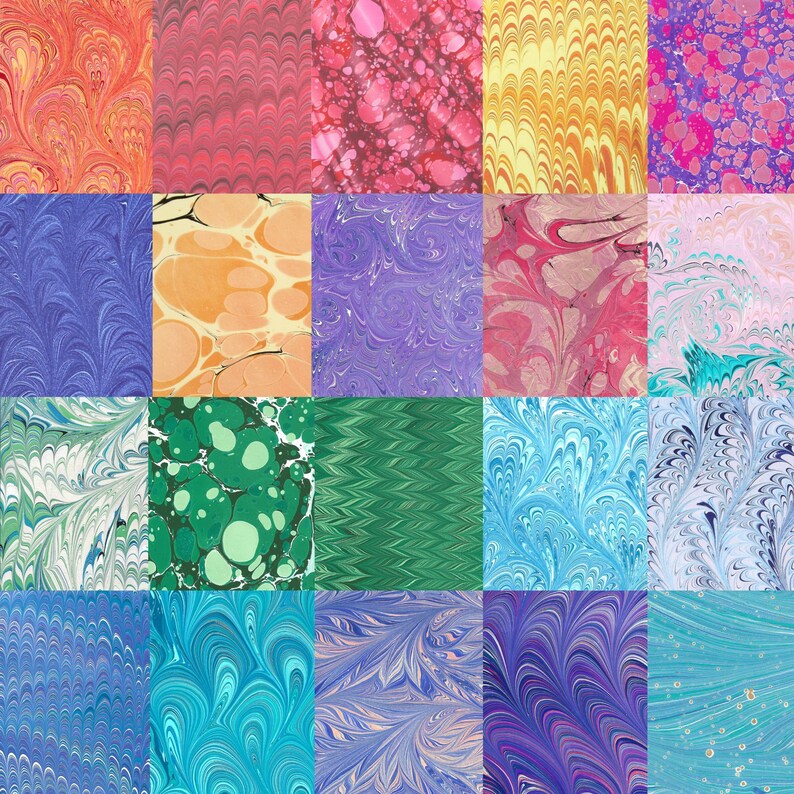 A4 marbled paper pack craft 20 mixed printed designs decorative patterns bundle scrapbooking, cardmaking, collage and other paper crafts image 2