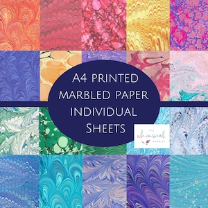 A4 marbled paper crafting | 20 mixed printed designs | decorative patterns individual sheets for scrapbooking, cardmaking, and collage etc