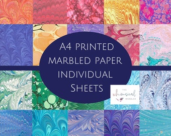 A4 Marbled Paper | 20 Mixed Designs, Scrapbooking Cardmaking