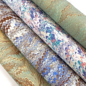 Hand crafted A2 marbled paper sheets | Genuine marbling | Unique decorative paper for scrapbooking, bookbinding, card making, papercraft