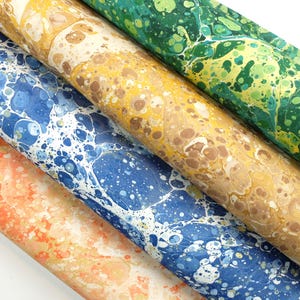 Hand crafted original ebru marbling large sheets paper | Beautiful decorative marble paper for scrapbooking, bookbinding, crafts, cards