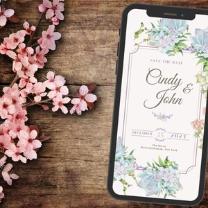 Electronic Save The Date Template, Wedding Evite, Text Message Invite, Phone, Eco Friendly, Paperless, Digital, 100% Editable, Download