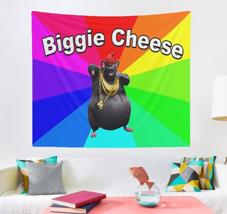  EVNOI Biggie Cheese Meme Tapestry for College Dorm Decor  Bedroom Livingroom Dormitory Wall Hanging 60 * 40 in : Home & Kitchen