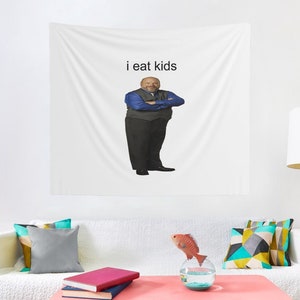 Bertram eats kids tapestry, wall tapestry, hostel dorm decor, funny wall hanging, meme tapestry gift, funny bertram eats kids flag tapestry