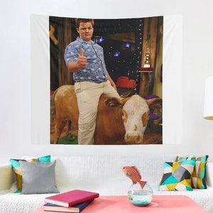 Cowboy gibby wall tapestry, gibby college room & hostel dorm decor, funny cowboy gibby meme wall hanging, cowboy gibby tapestry gift idea