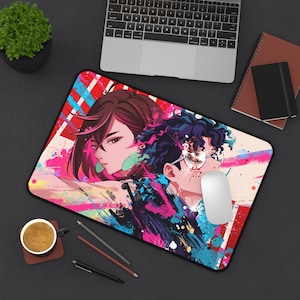 Anime Desk Mat Extended Mousepad for Gaming, Dandadan Okarun and Momo Design, Anime Deskmat, Non-Slip Desk Pad, Large Gaming Mat