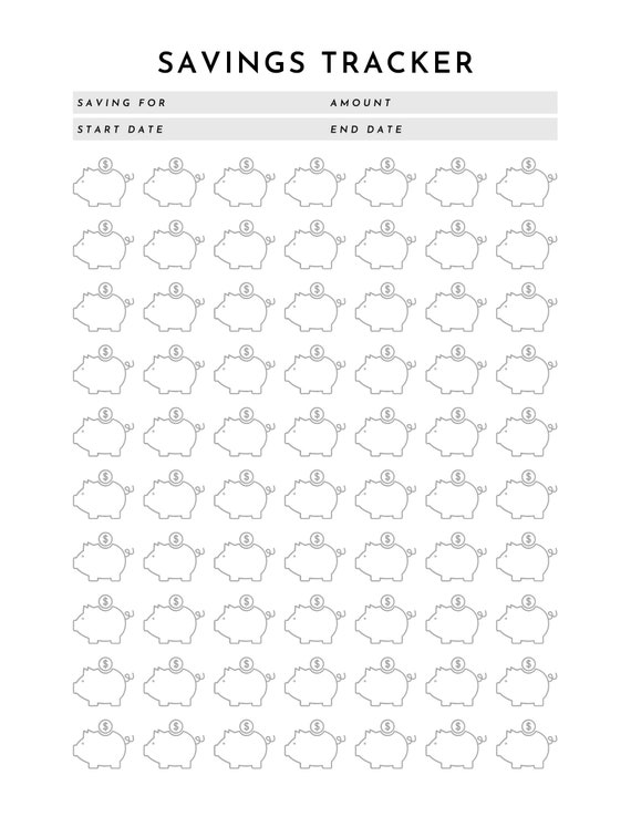 Printable Piggy Bank Savings Tracker | Etsy