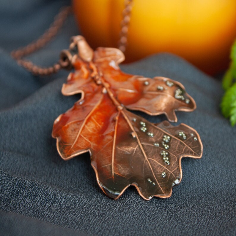 Copper Pendant Copper Oak Leaf Gift for Her Copper Leaf Etsy