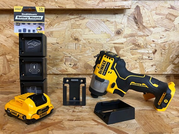 Dewalt Compatible Battery Storage Mounts holders for 10.8v 12v Cordless Power Tool Batteries by Stealthmounts 6 Pack Injection moulded Etsy