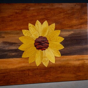 Sunflower Charcuterie Board Farmhouse Style Serving board for kitchen Sunflower inlay Christmas gift