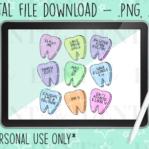 Conversación Caramelos Dientes Día de San Valentín Dental SVG, Dental png, camisa dental diy, descarga digital, artesanías dentales, regalos dentales diy, dientes