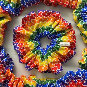 Mickey Pride Rainbow Extra Full Scrunchie | Cotton Scrunchie | Hair Accessory | Oversized Scrunchie | Hair Scrunchie | Hair Tie