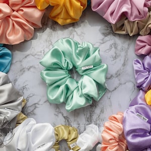 Extra Full Scrunchies | Satin | Hair Accessory | Oversized Scrunchie | Hair Scrunchie | Hair Tie | Jumbo Large Scrunchie | Light Colors