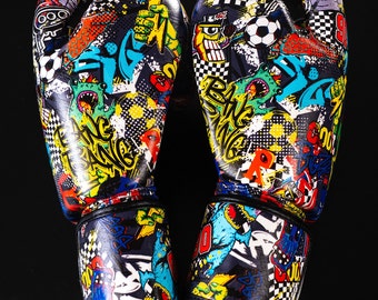 Hand made UNION fighting Full Leather Limited Edition Comic Book Muay Thai Boxing Gloves