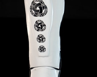UNION fighting Full Leather Thai Shin Guards White