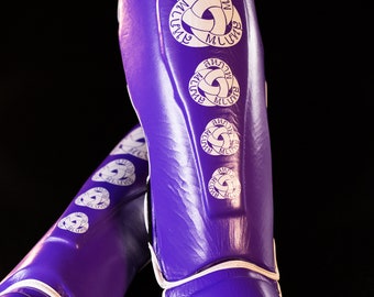 UNION fighting Full Leather Thai Shin Guards Purple