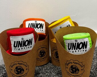 UNION fighting Extra Long hand wraps in gift branded packaging