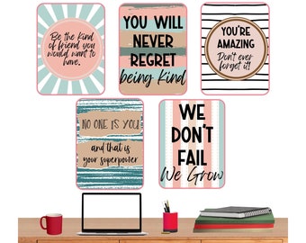 Coral Motivational Classroom Posters: Calming Wall Art (Digital Download)