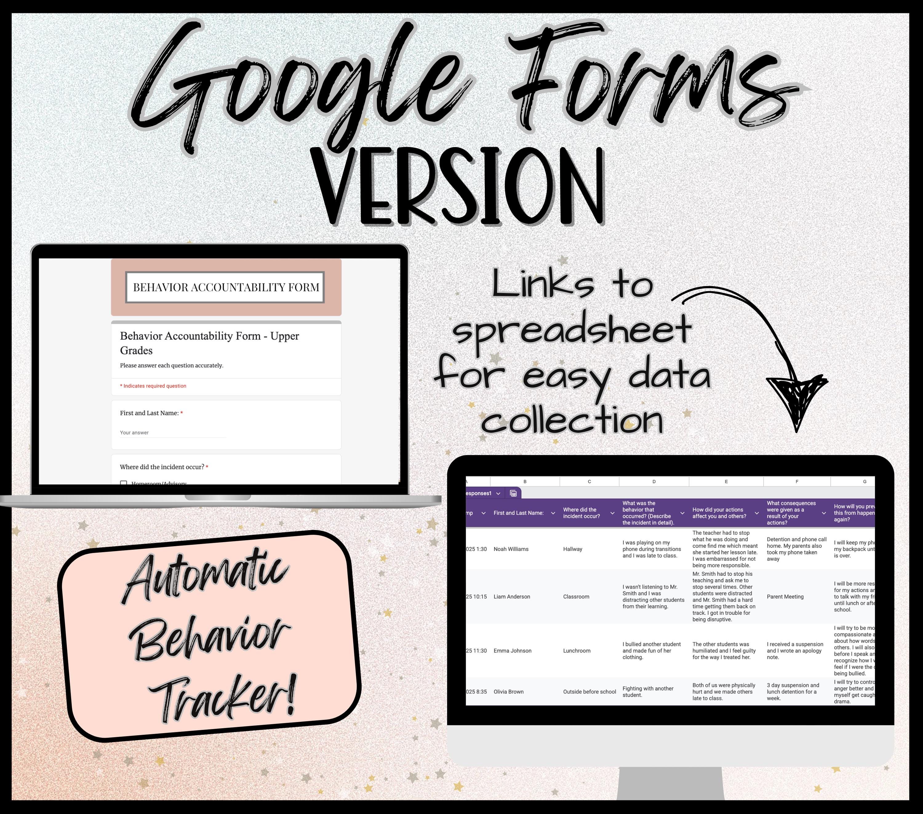 Middle and High School Behavior Accountability Form | Digital and ...