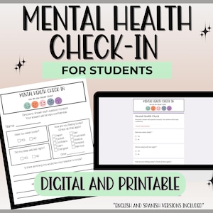 Mental Health Check-in for Students | SEL Worksheets | Trauma Informed Classroom | School Counselor | English & Spanish SEL Resource | SEL