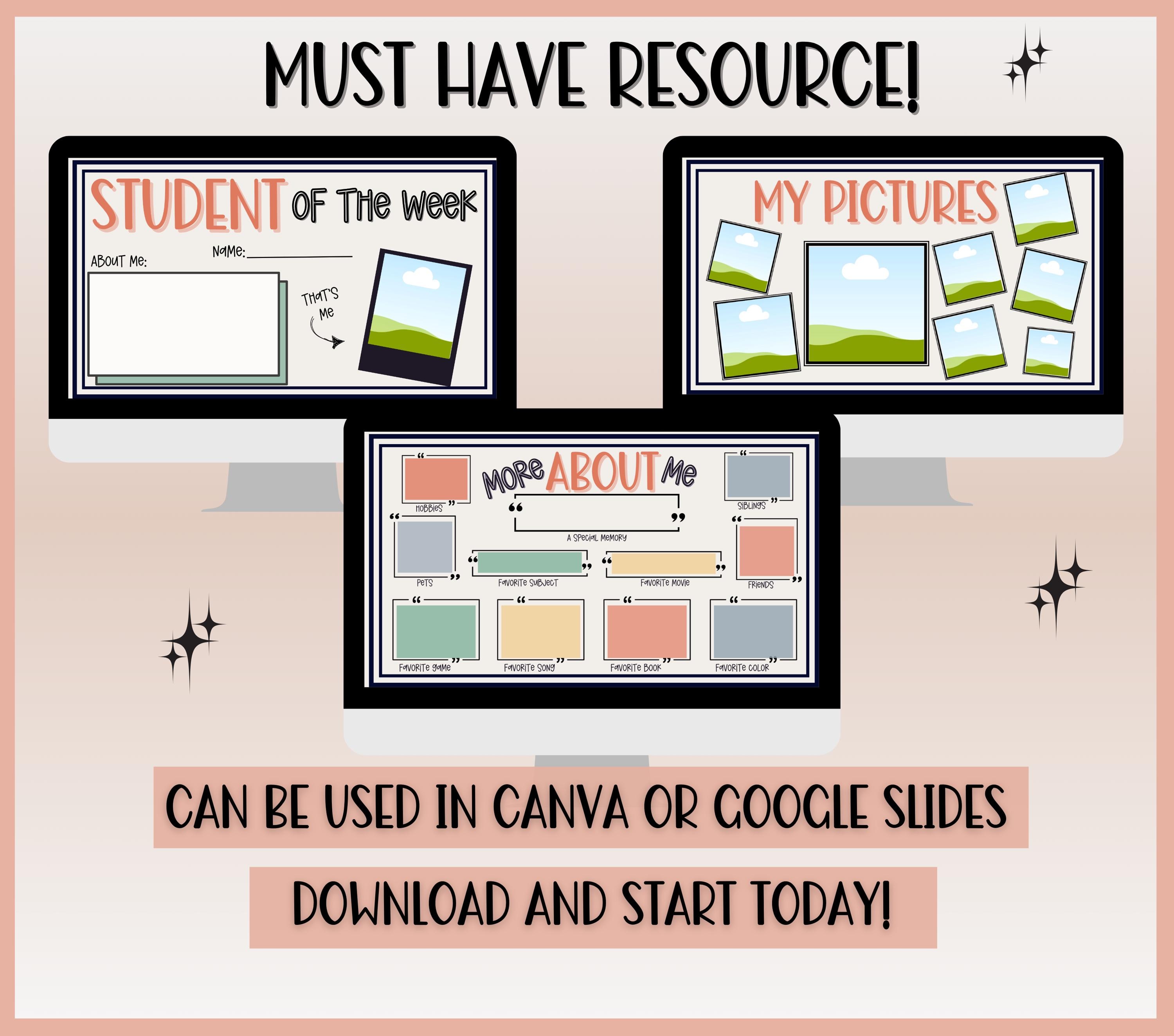 Student of the Week Digital Slides: Canva & Google Slides Template - Etsy