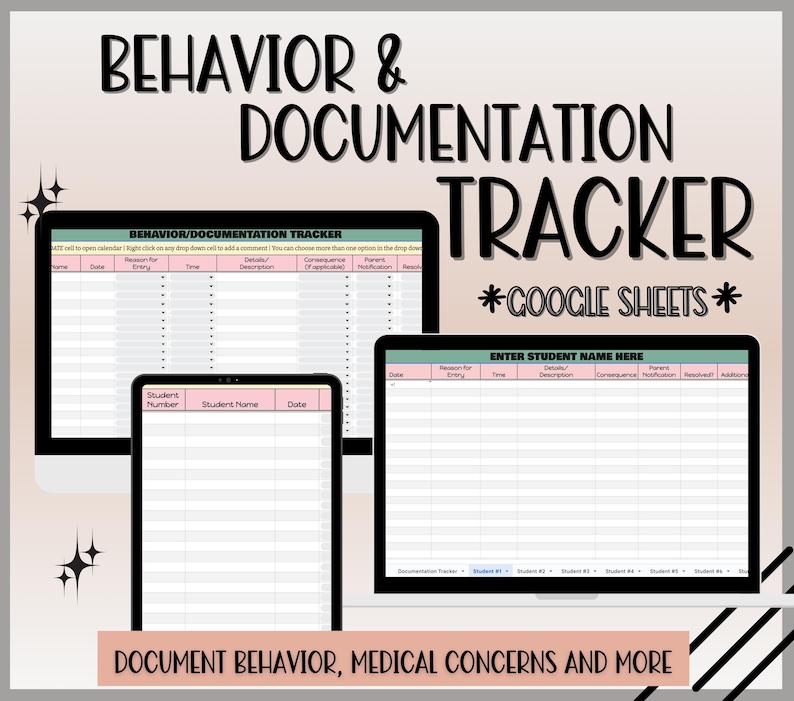 Editable digital student behavior tracker template for teachers