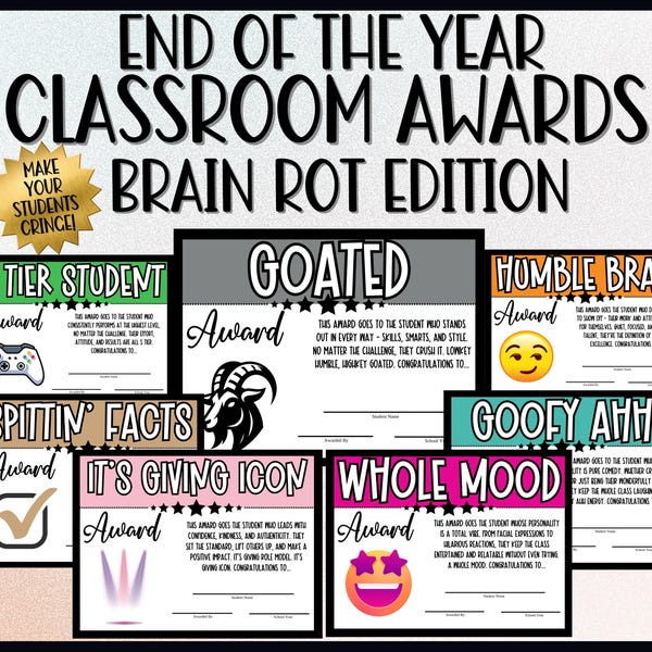 Funny Student Awards: Gen Z Slang Superlatives (Printable & Editable)
