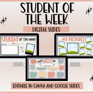 Student of the Week Template | Student of the Week Digital Slides | All About Me Digital Slides | Canva Template | Google Slides Template