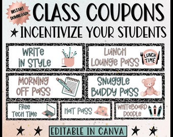 Editable Classroom Reward Coupons: Student Behavior Incentives (Digital Download)