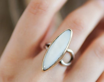 Shuttle White Pearl Design Silver Ring , Custom Natural Design , Jewelry , Bijutery, Accessory MultiStone, Gemstone , Pink Color  , Mystic