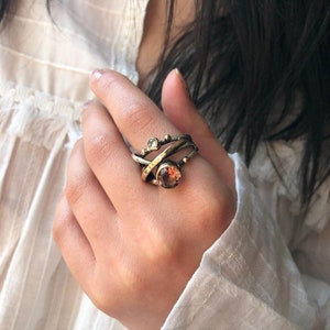 Color Changing Stone Cross Silver Ring, Multi Gemstone Ring, Old Style Authentic Ring, Vintage Unique Silver Ring, Multi Stone Ring image 3