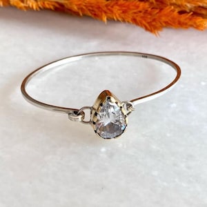 Cubic Zircon Stone Silver Bracelet, Cubic Zircon Bracelet, Custom Natural Design, Silver Bracelet, 925 Sterling Silver Bracelet