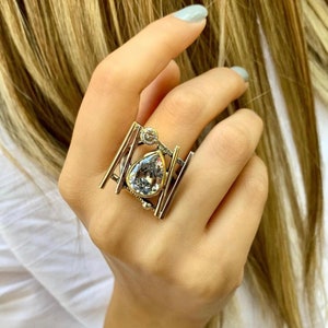 Bague Femme BEAU DEFI Multicolore En Métal Armé Avec Cristal Et Pierres Précieuses - Taille 7.5 (grand), Neuve Avec étiquettes