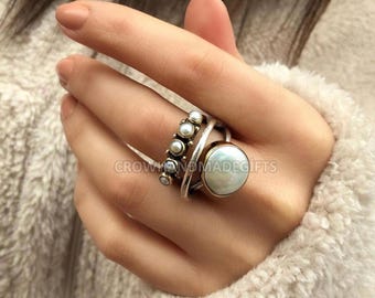Baroque Pearl Ring, Unique Silver Pearl Ring, Freshwater Pearl Jewelry, Handmade Statement Jewelry, Gift for Her, Anniversary Gift