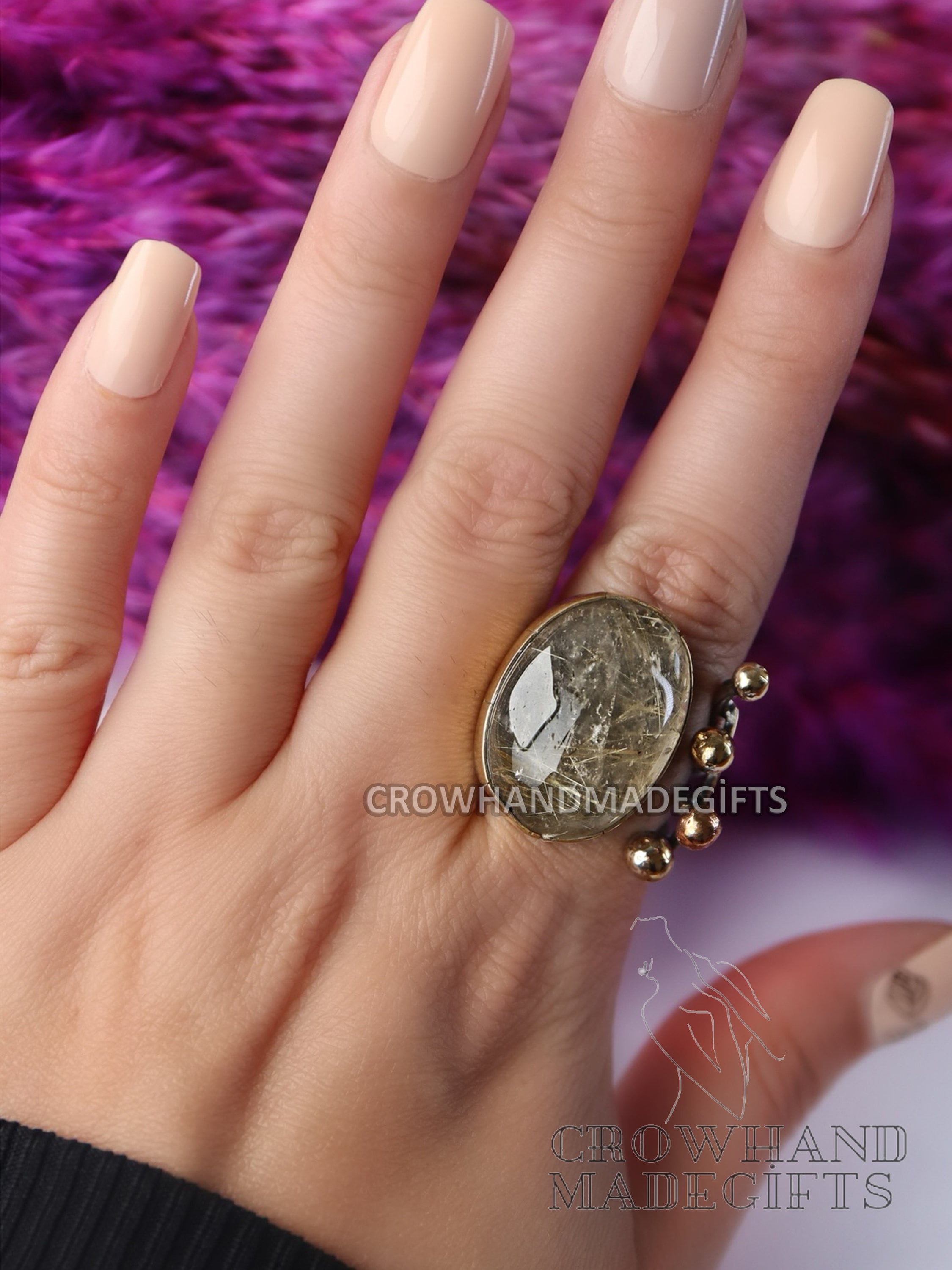 Rutilated Quartz Silver Ring, Quartz Ring, Silver Ring, 925 Sterling Silver Ring, Handmade Ring