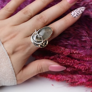 Rutilated Quartz Silver Ring, Quartz Ring, Silver Ring, Silver Ring, Oval Stone Silver Ring, 925 Sterling Silver Ring, Handmade Ring