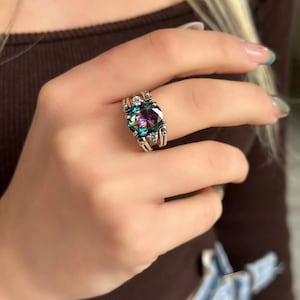 Extraordinary Ring, Reversible Ring, Two in a One Ring, Silver Ring, 925 Sterling Silver, Mystic Topaz Ring, Topaz Ring, Flip Ring