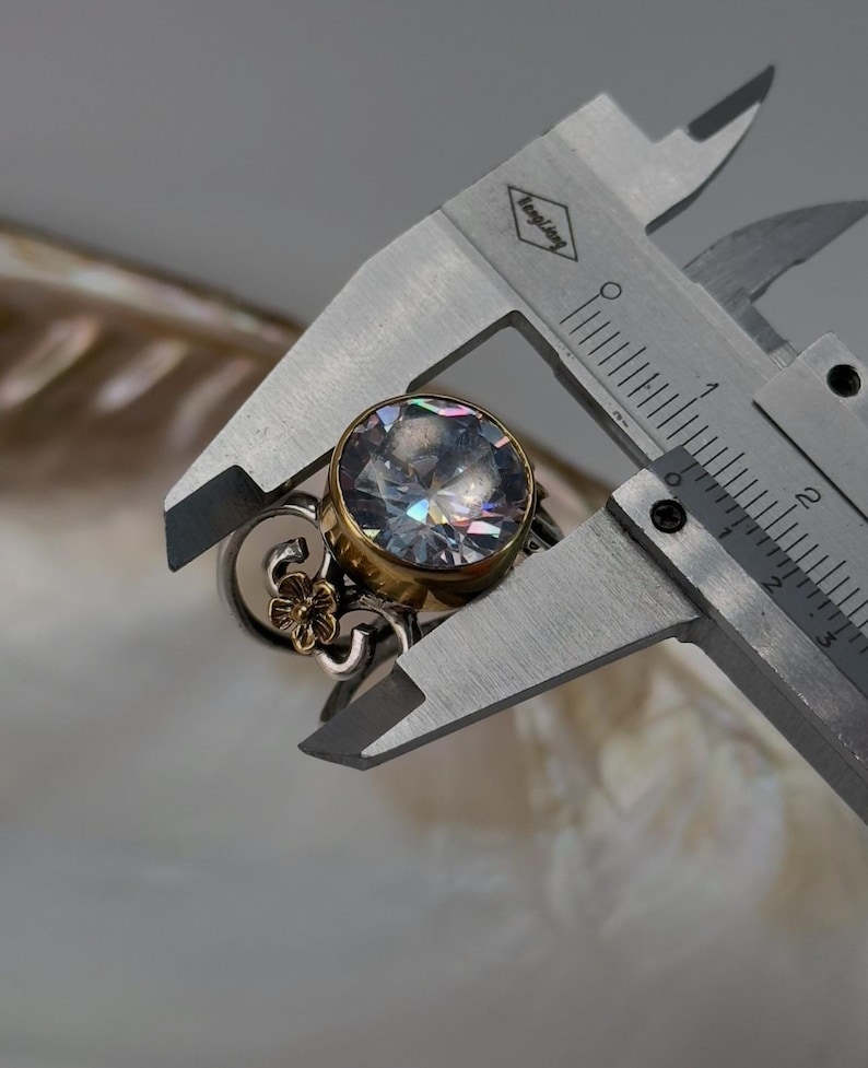 Cubic Zircon Silver Ring, Solitaire CZ Silver Ring, CZ Zircone Ring, Statement Ring, anxiety ring, goth ring, cubic zirconia ring image 6