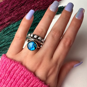 Abalone Shell Ring | Baroque Pearl Ring | Sterling Silver Pearl Ring | Bezel Statement Ring | Gift for Her | Anniversary Gift