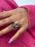 Cubic Zircon Silver Ring, Solitaire CZ Silver Ring, Five Stone Zircone Ring, Statement Ring, anxiety ring, goth ring, cubic zirconia ring