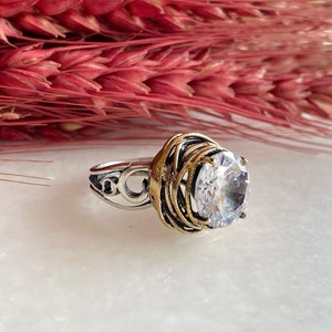 Cubic Zircon Silver Ring, Cz Silver Ring, 925  Sterling Silver Ring, Big Gemstone Ring, Womens Silver Ring, Cubic Zircon Stone Ring