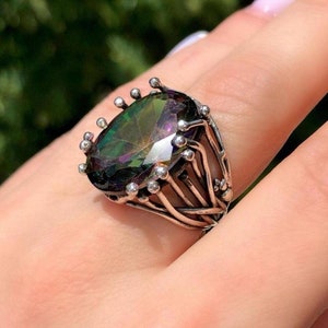 Mystic Topaz Silver Ring, Silver Ring, 925 Sterling Mystic Topaz Ring, Gift for her, mother's gift, multicolor ring, Mother's of Mystic Ring