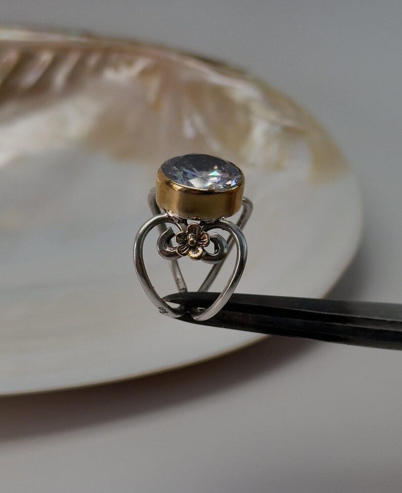 Cubic Zircon Silver Ring, Solitaire CZ Silver Ring, CZ Zircone Ring, Statement Ring, anxiety ring, goth ring, cubic zirconia ring image 5