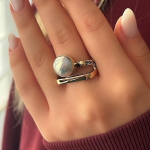 Bague en argent avec perle baroque faite main : bijoux tendance bohème