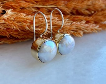 Pearl Stud Earrings 925 Sterling Silver – Natural Freshwater Pearl Earrings – Minimalist Gift for Her – Bridal Earrings