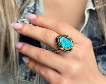 Ocean Pearl Ring, Ocean Silver Ring, Pearl Silver Ring, Large Gemstone Ocean Pearl Silver Ring, 925 Sterling Silver Ring, Handmade Ring