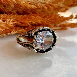 Bague solitaire en zircone cubique, bague en argent zircone cubique, bague en argent sterling 925, grosse bague avec pierres précieuses, bague mère en argent,